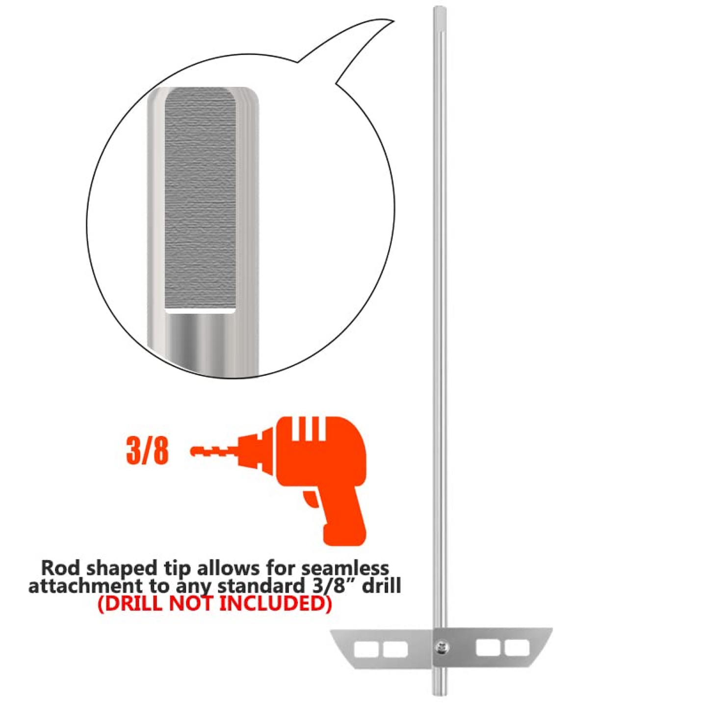 18" Stainlesss Steel Whip Degassing Stirrer. Drill Attachment Mix Wine Beer Kombucha Mead. Mixer Rod with Paddles.Mixing De Gassing Wine Making.