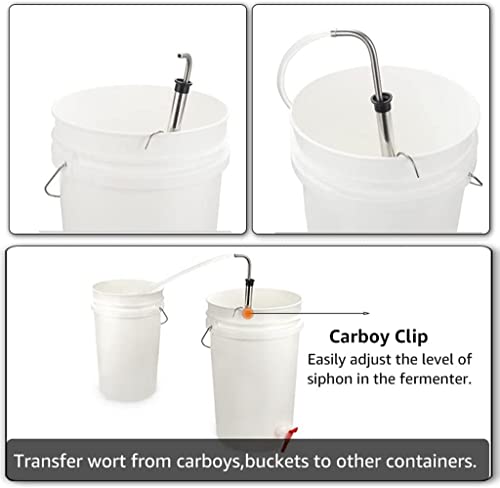 Stainless Steel Auto Siphon 18" with Clip, Brush and 6 feet of Made in Canada tubing. Stainless Steel Siphon Racking Cane With Carboy Clip, Homebrewer Easily Transfer Wort From Container,