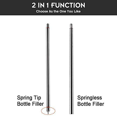 Professional Stainless Steel Spring Loaded Bottle Filler 14" with 6.5 Feet of Tubing - Beer, Wine, Kombucha with Filler Brush and 6.5 Feet 5/16" ID of Tubing