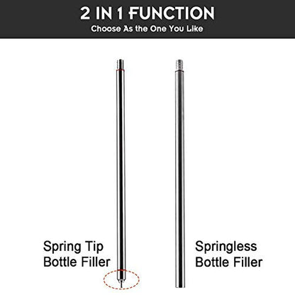Professional Stainless Steel Spring Loaded Bottle Filler 14" with 6.5 Feet of Tubing - Beer, Wine, Kombucha with Filler Brush and 6.5 Feet 5/16" ID of Tubing