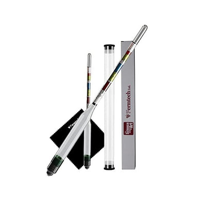 TRIPLE SCALE HYDROMETER WITH HARD PACK CASE | Glass Triple Scale Hydrometer. Test The ABV, Brix & Gravity of Your Wine, Beer, Mead & Kombucha accurately! Triple Scale Hydrometer + Cleaning Sheet and Hard ABV Storage Case.