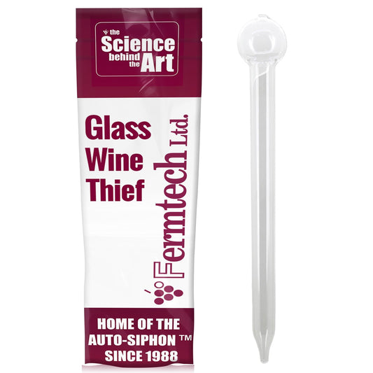 Glass Thief | Wine Thief for Brewing - Hand Blown Borosilicate Long and Narrow for Testing Wine Beer Mead Kombucha Moonshine