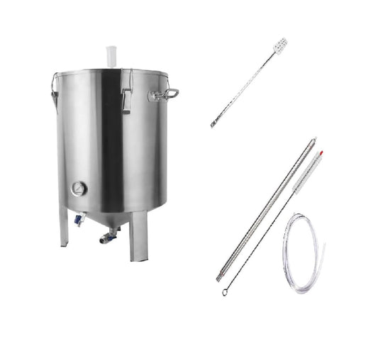 30 Liter 6 Gallon Conical Fermenter with Bottle Filler and Mash Paddle, 304 Stainless Steel Fermentation Tank for Homebrew Carboy. Wine Beer Kombucha Wine Making; Home Brewing Equipment