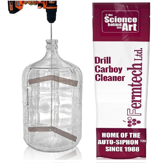 Drill Attachment Carboy Pail Jug Scrub Brush - 25" Long for Carboys, Jugs, Pails, Water Bottles - Cleaning Supplies for Brewing, Wine Making
