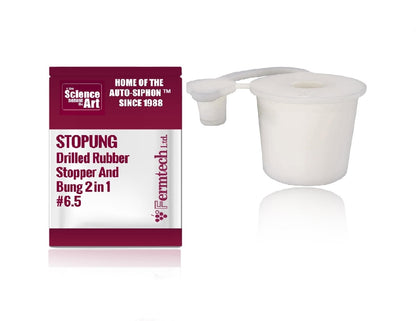 Fermentation Stopung 2 in 1. Rubber Stopper and Bung in One. #6.5#6 For Home Brew Fermenation - For Beer, Wine, Hard Cider, Mead Making, Picking & More Pack of 1