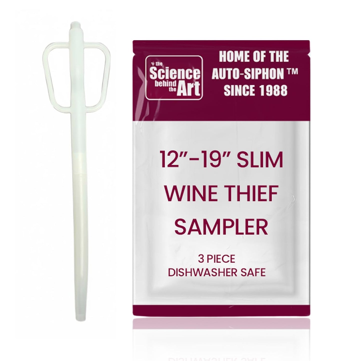 Wine Thief Sampler Slim 19" Long – For one gallon jugs - Plastic Sampler Tool for Home Brewing, Winemaking, Beer Craft, Alcohol Test Tool, Sampling Tester Kit for Carboy, Barrel, Bottling Equipment