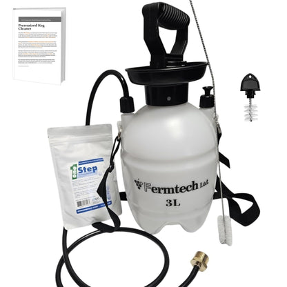 Standard Beer Keg Line Cleaning kit with 4oz Beer Line No Rinse Powder Cleaner - Hand Pump Pressurized - Easy Safe to Use Keg Claner - w/Brush, Faucet Plug, Instruction Manual