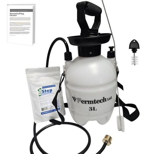 Standard Beer Keg Line Cleaning kit with 4oz Beer Line No Rinse Powder Cleaner - Hand Pump Pressurized - Easy Safe to Use Keg Claner - w/Brush, Faucet Plug, Instruction Manual