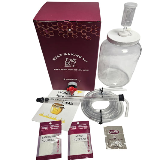 Mead Making Kit - Reusable Make Your Own Mead Kit - Yields 1 Gallon of Mead | Beer Wine Fruit  Wine Kombucha Compatibility.